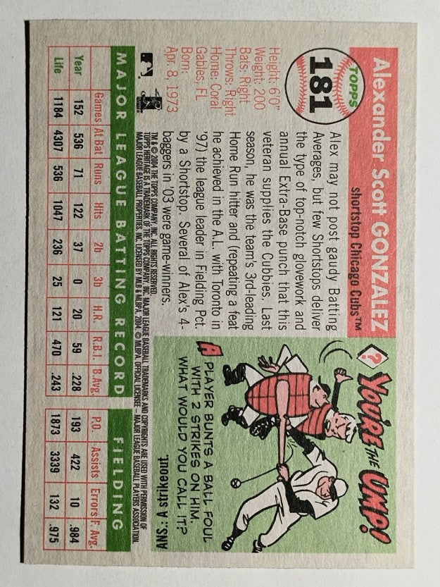 2004 Topps Heritage #181 Alex Gonzalez