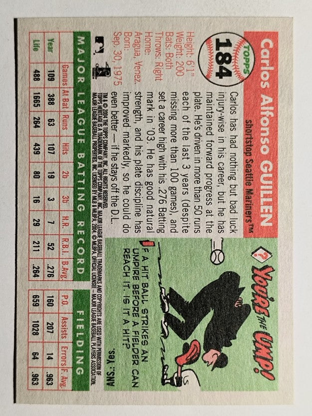 2004 Topps Heritage #184 Carlos Guillen