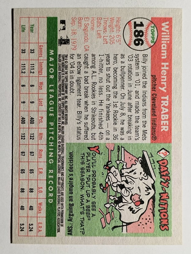 2004 Topps Heritage #186 Billy Traber