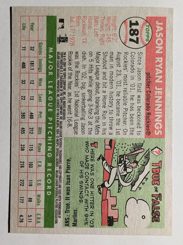 2004 Topps Heritage #187 Jason Jennings