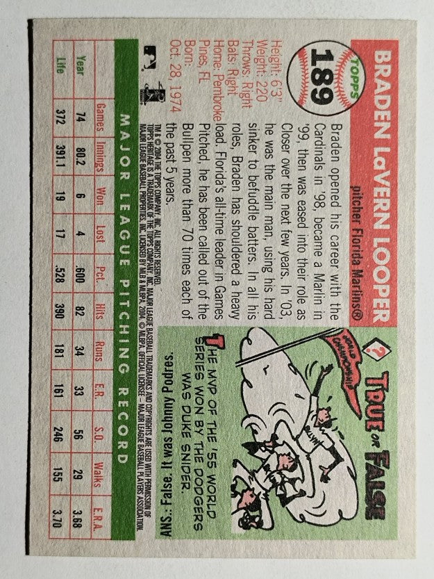 2004 Topps Heritage #189 Braden Looper