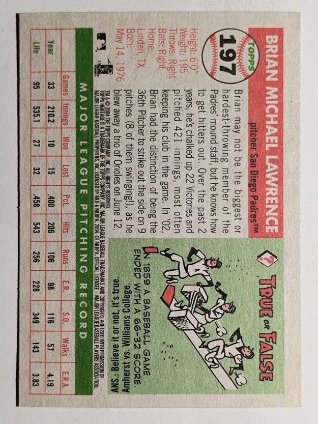 2004 Topps Heritage #197 Brian Lawrence