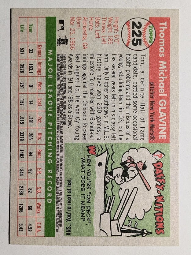 2004 Topps Heritage #225 Tom Glavine