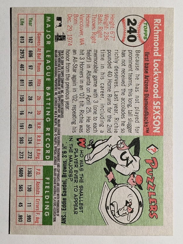 2004 Topps Heritage #240 Richie Sexson