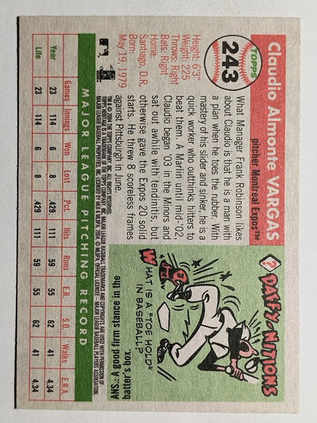 2004 Topps Heritage #243 Claudio Vargas