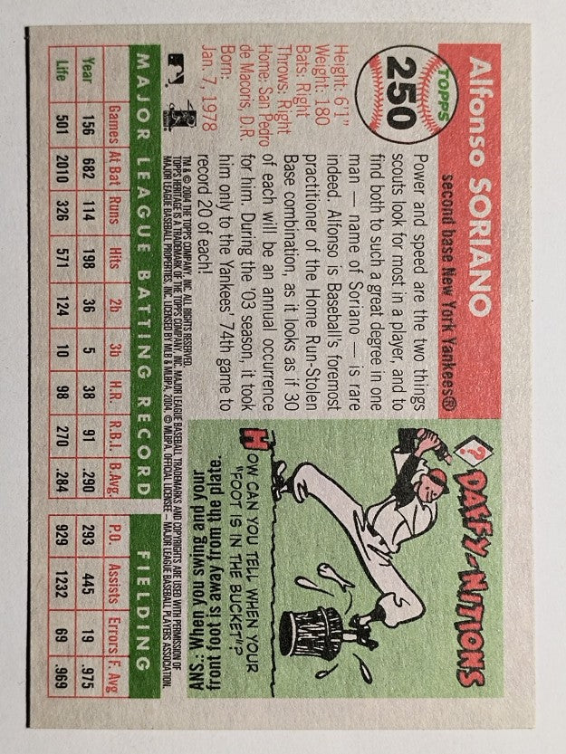 2004 Topps Heritage #250A Alfonso Soriano Throwing