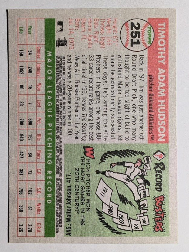 2004 Topps Heritage #251 Tim Hudson