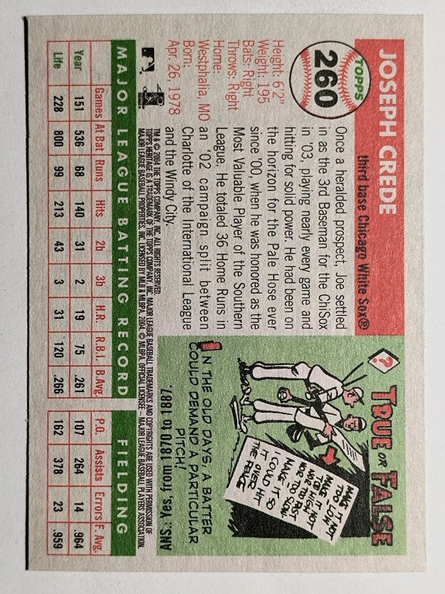 2004 Topps Heritage #260 Joe Crede
