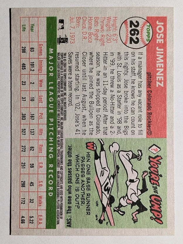 2004 Topps Heritage #262 Jose Jimenez