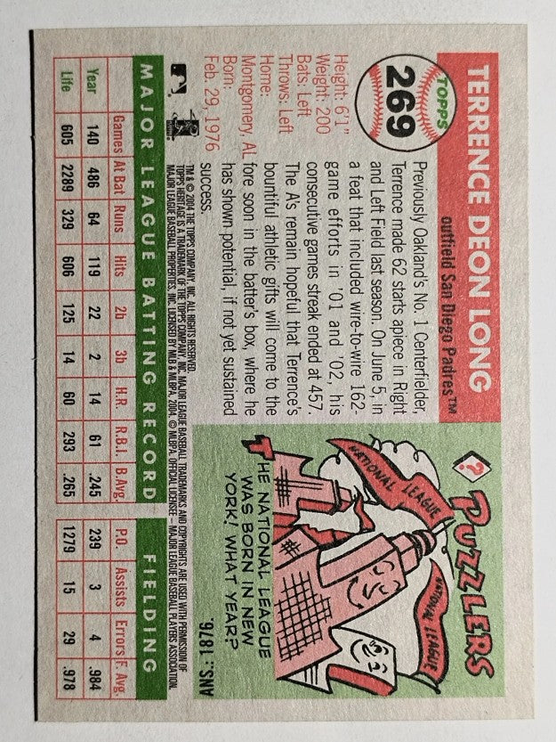2004 Topps Heritage #269 Terrence Long