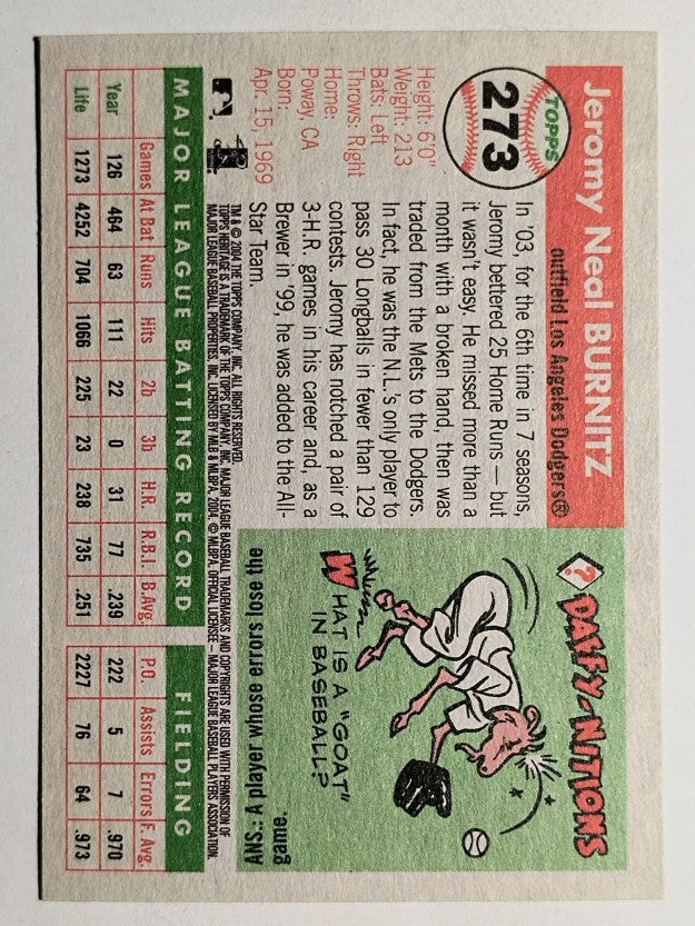 2004 Topps Heritage #273 Jeromy Burnitz