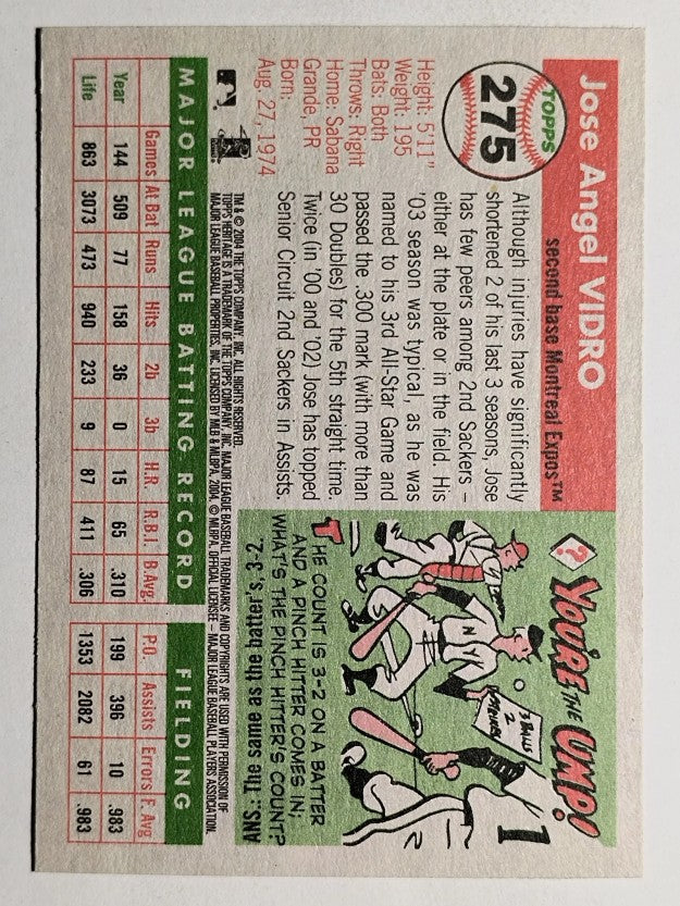 2004 Topps Heritage #275 Jose Vidro