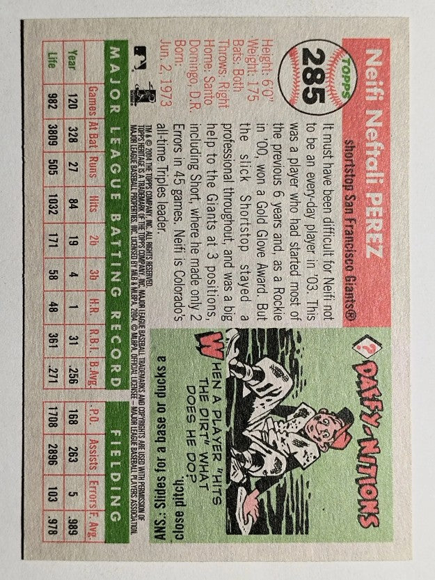 2004 Topps Heritage #285 Neifi Perez