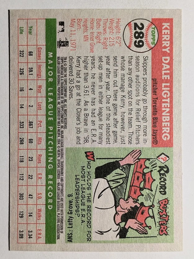 2004 Topps Heritage #289 Kerry Ligtenberg