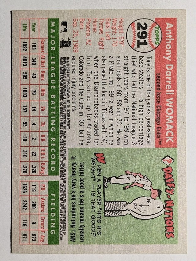 2004 Topps Heritage #291 Tony Womack