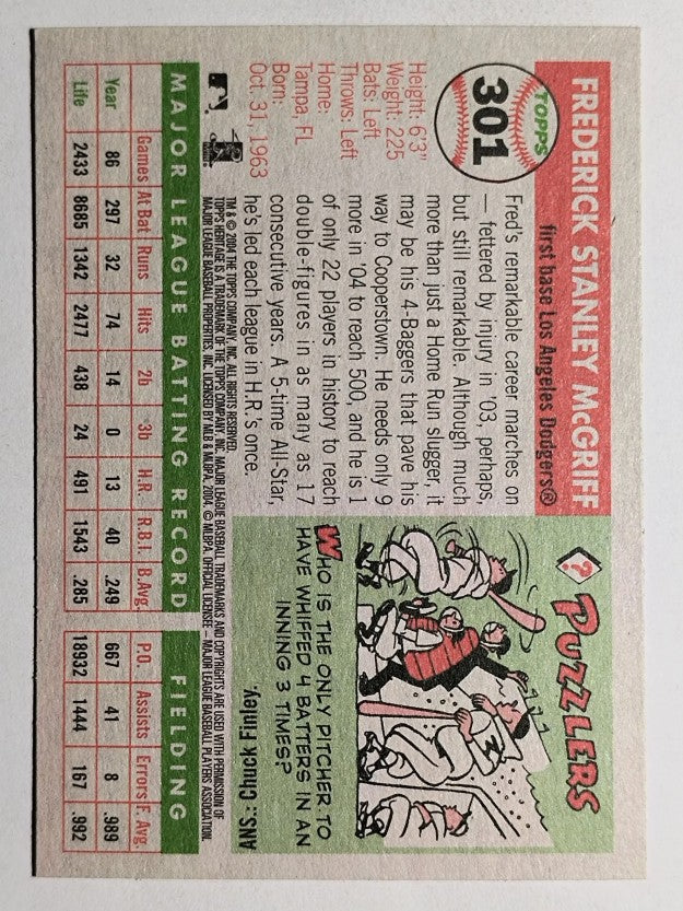 2004 Topps Heritage #301 Fred McGriff
