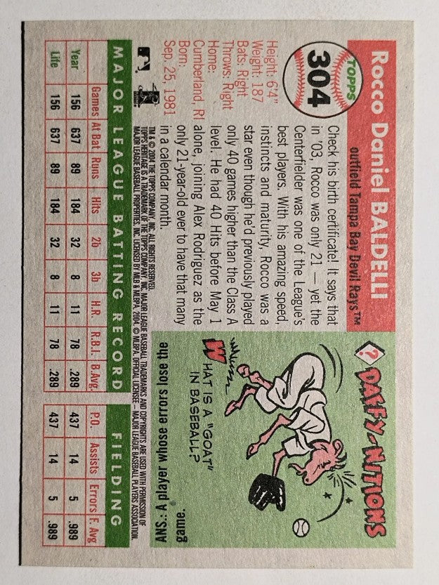 2004 Topps Heritage #304 Rocco Baldelli