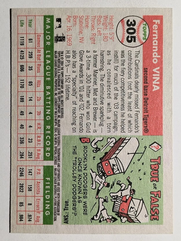 2004 Topps Heritage #305 Fernando Vina