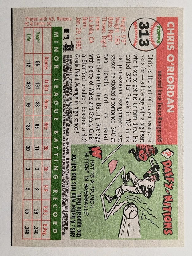 2004 Topps Heritage #313 Chris O'Riordan RC