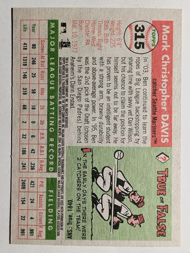 2004 Topps Heritage #315 Ben Davis