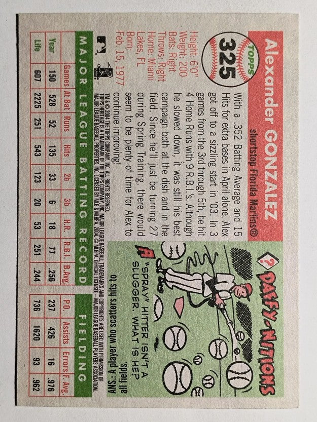 2004 Topps Heritage #325 Alex Gonzalez