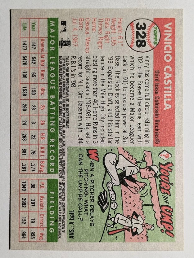 2004 Topps Heritage #328 Vinny Castilla