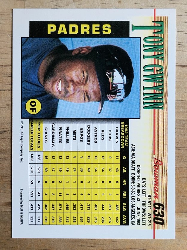 1993 Bowman #630 Tony Gwynn