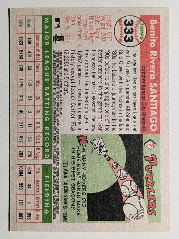 2004 Topps Heritage #333 Benito Santiago
