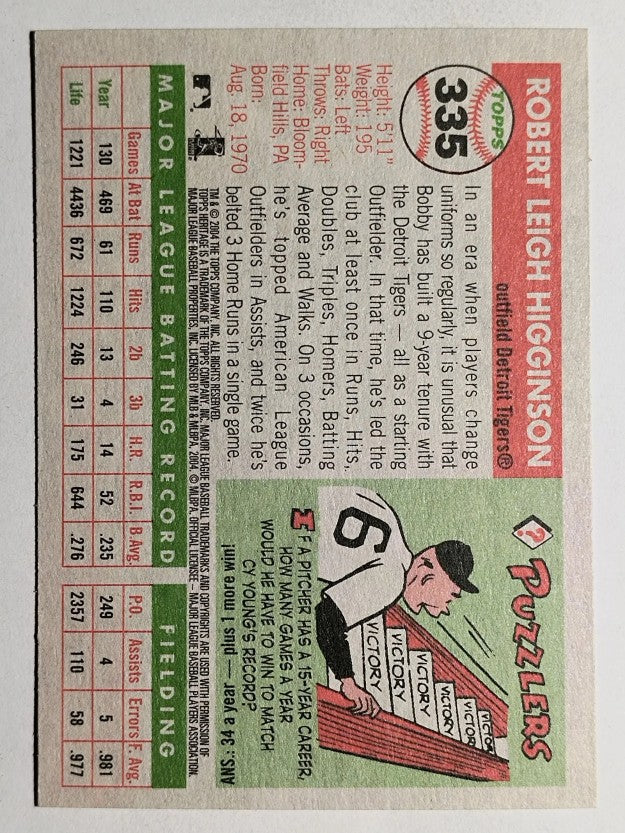 2004 Topps Heritage #335 Bobby Higginson