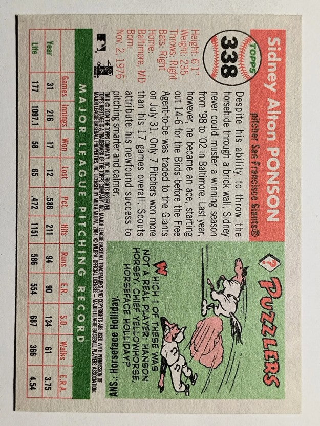 2004 Topps Heritage #338 Sidney Ponson