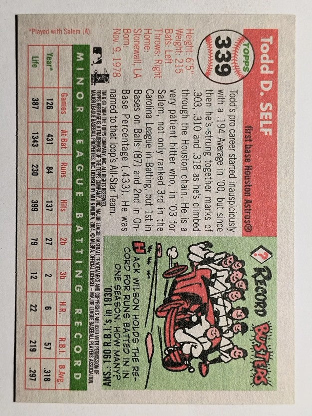 2004 Topps Heritage #339 Todd Self RC