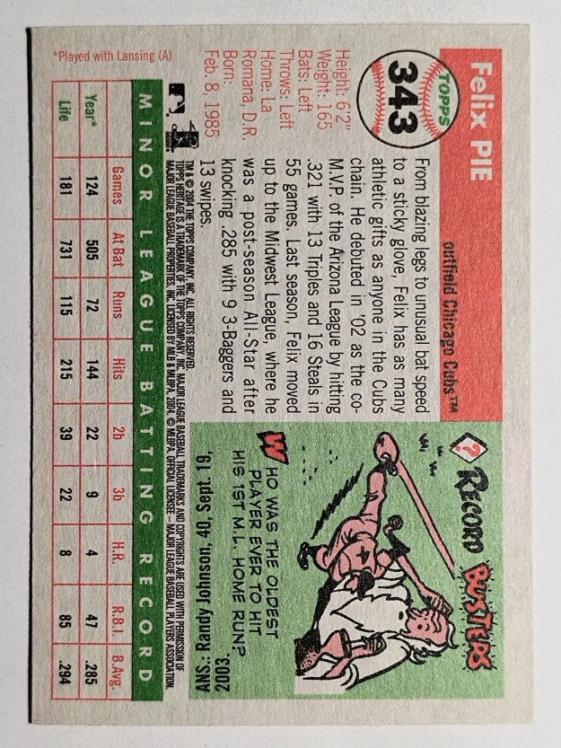 2004 Topps Heritage #343 Felix Pie