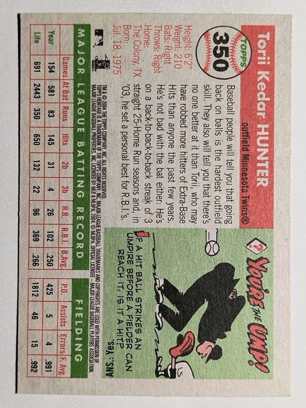 2004 Topps Heritage #350 Torii Hunter