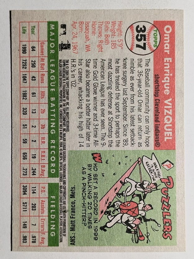 2004 Topps Heritage #357 Omar Vizquel
