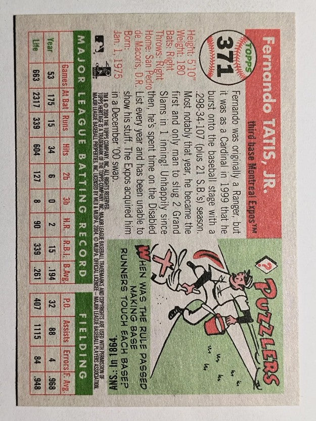2004 Topps Heritage #371 Fernando Tatis