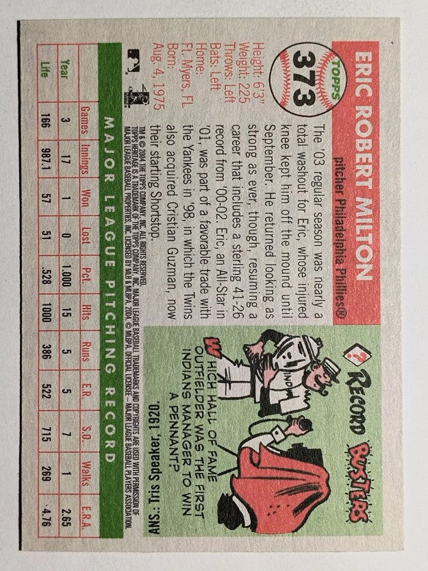 2004 Topps Heritage #373 Eric Milton
