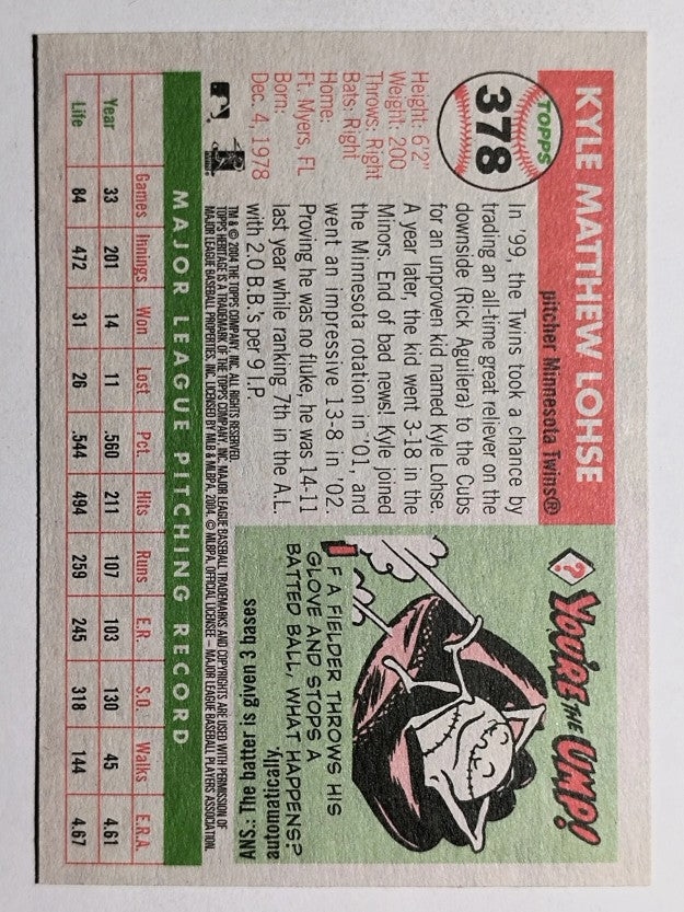 2004 Topps Heritage #378 Kyle Lohse