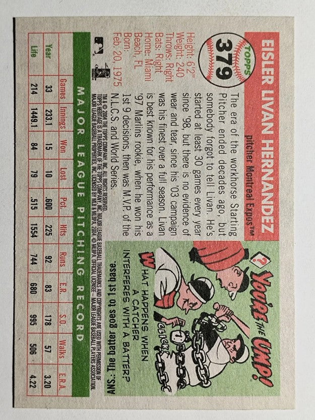 2004 Topps Heritage #379 Livan Hernandez