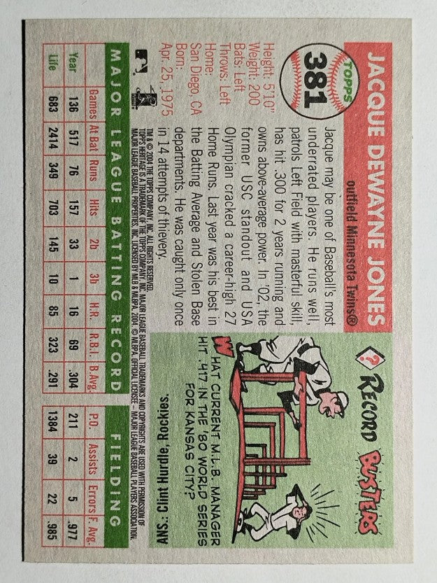 2004 Topps Heritage #381 Jacque Jones
