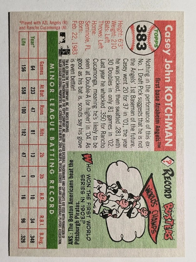 2004 Topps Heritage #383 Casey Kotchman