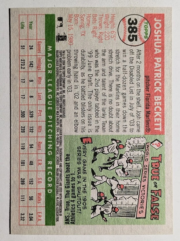 2004 Topps Heritage #385 Josh Beckett
