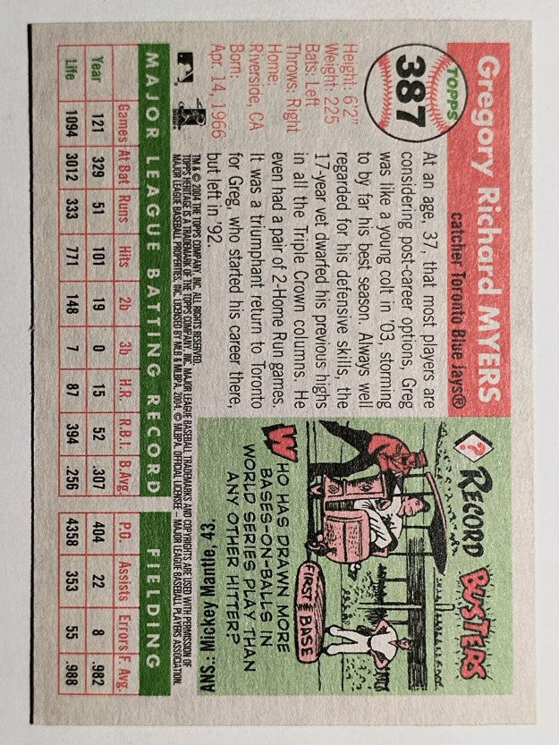 2004 Topps Heritage #387 Greg Myers