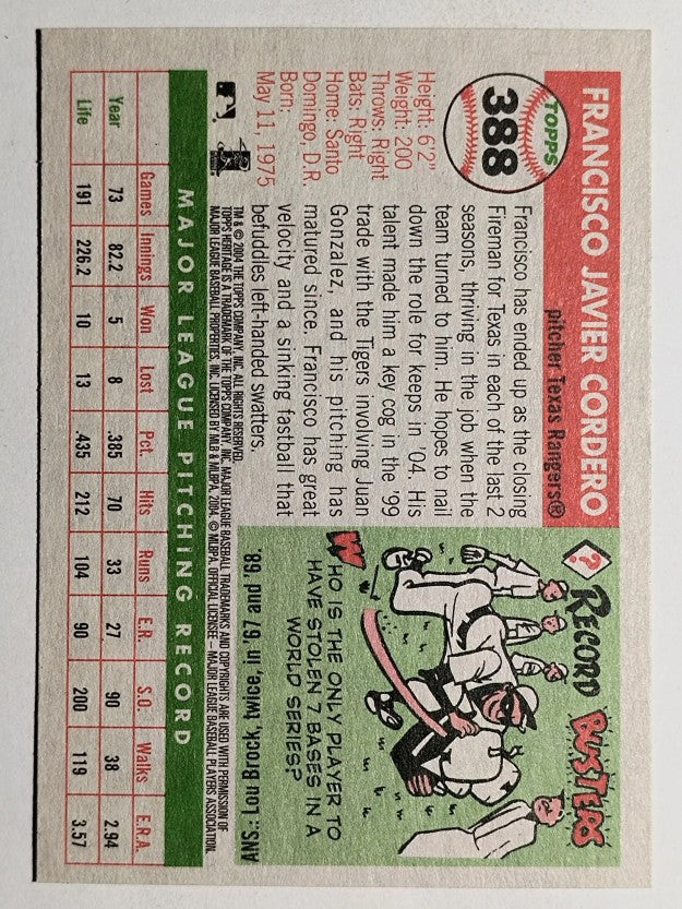 2004 Topps Heritage #388 Francisco Cordero