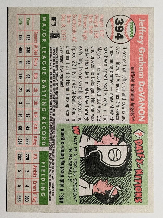2004 Topps Heritage #394 Jeff Davanon