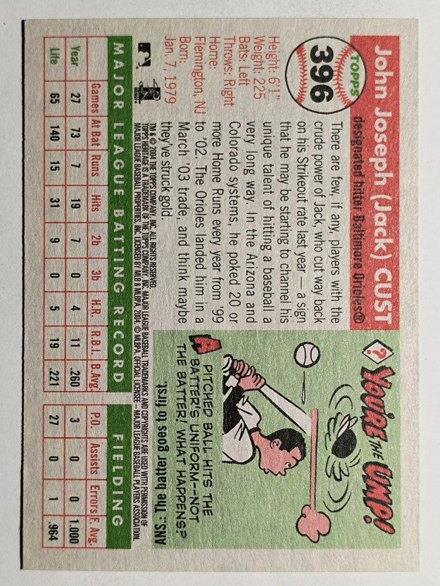 2004 Topps Heritage #396 Jack Cust