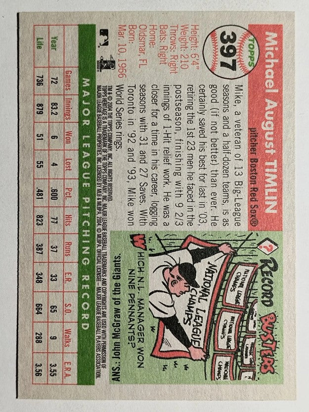 2004 Topps Heritage #397 Mike Timlin