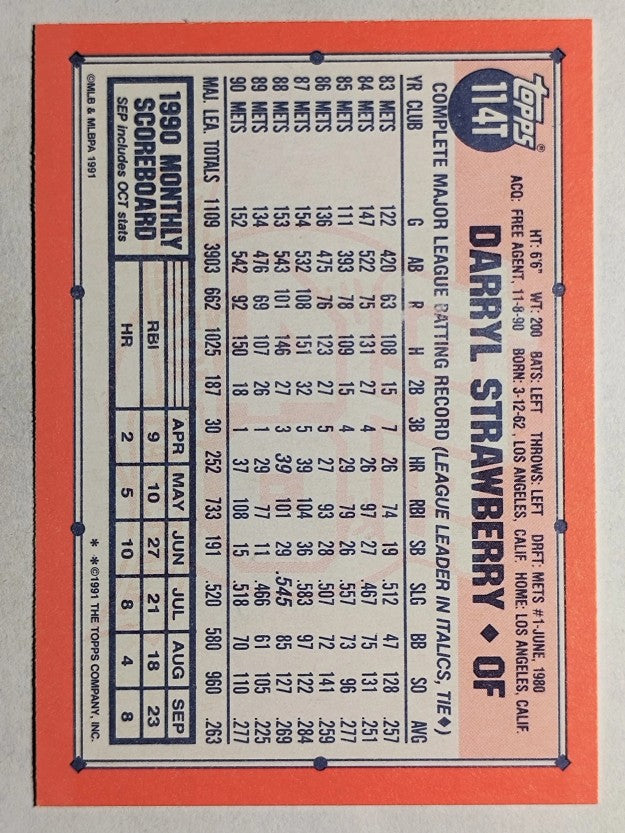 1991 Topps Traded #114T Darryl Strawberry
