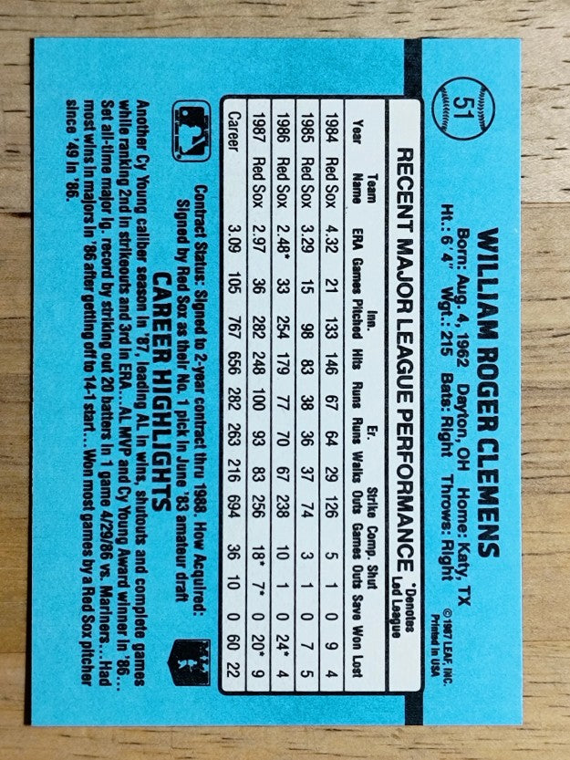 1988 Donruss #51 Roger Clemens