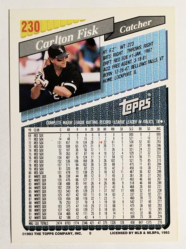 1993 Topps #230 Carlton Fisk