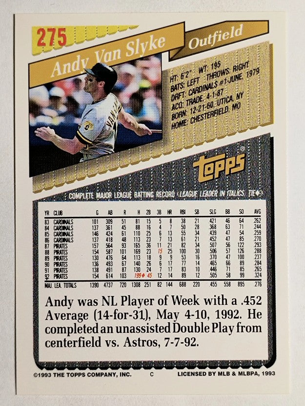 1993 Topps #275 Andy Van Slyke